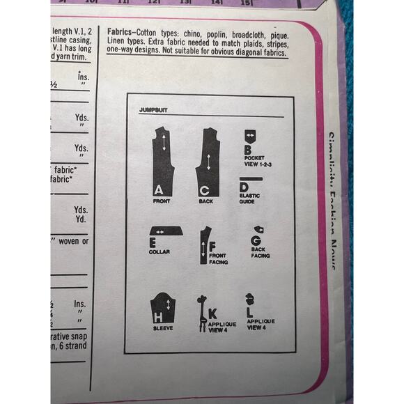 Simplicity 9092 toddler romper jumpsuit pattern size 1/2 1 - Picture 5 of 5